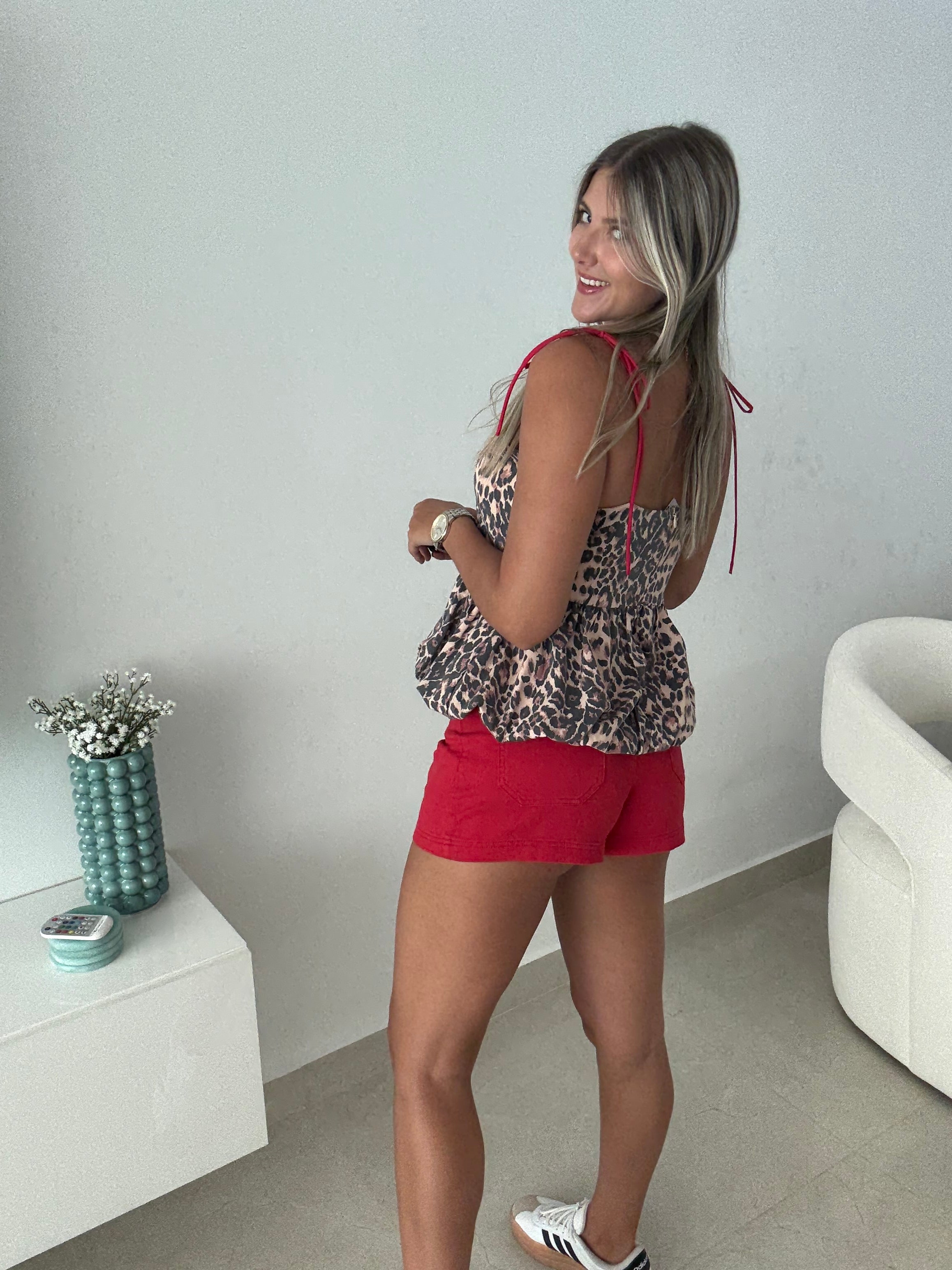 RED STRETCHY SHORTS