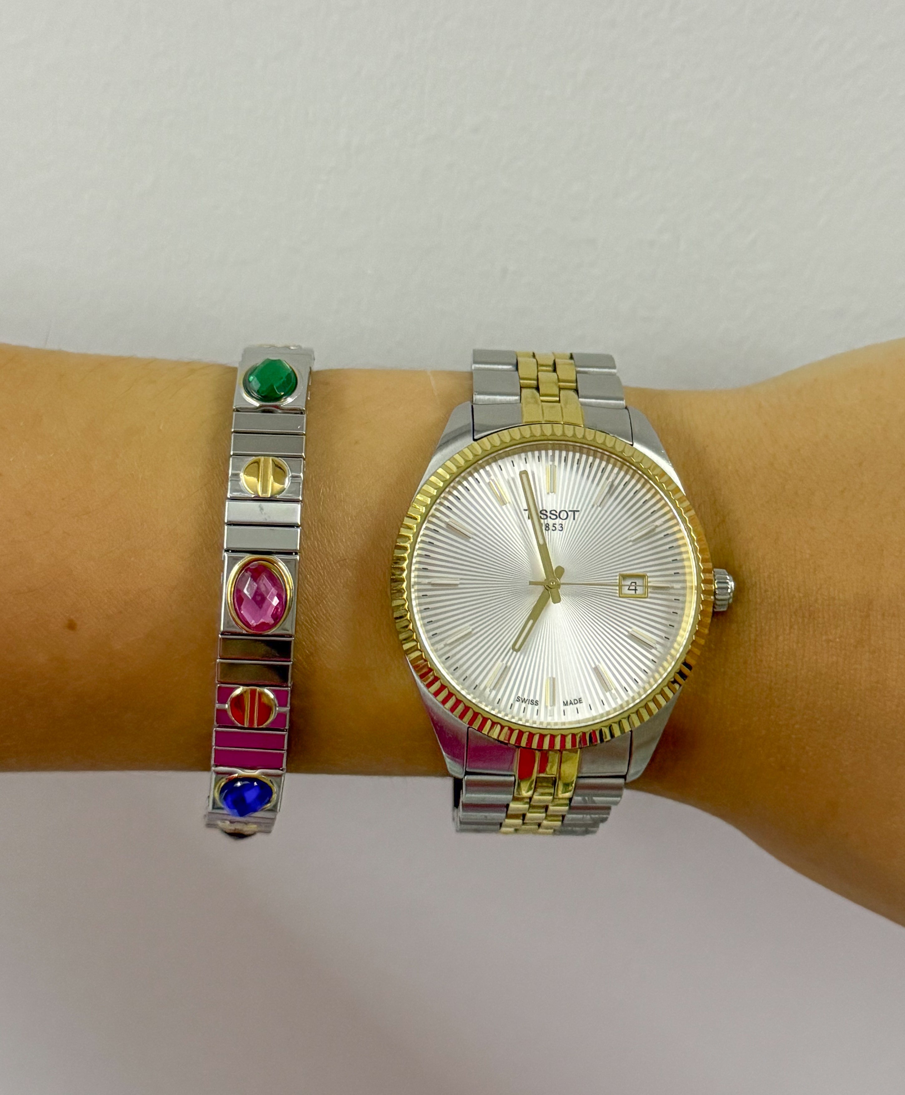 MULTICOLOR TWO TONE ELASTIC BRACELET