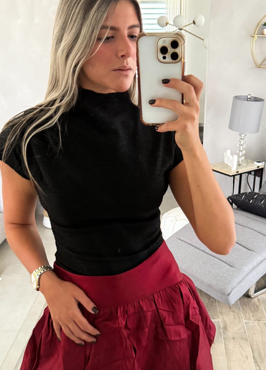 BLACK STRETCHY TWEED BODYSUIT