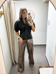 BRONZE SEQUIN STRETCHY PANTS