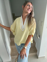 YELLOW STRIPED TUNIC TOP
