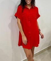 RED SHIRT DRESS