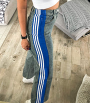 DENIM BLUE CONTRAST SPANDEX PANTS