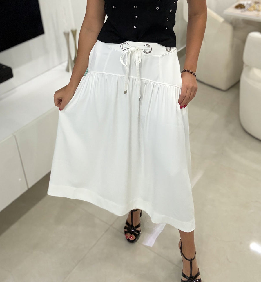 WHITE MIDI SKIRT