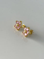 PINK FLOWER EAR STUD EARRINGS