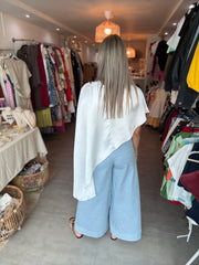 SATIN ASYMMETRIC CAPE TUNIC
