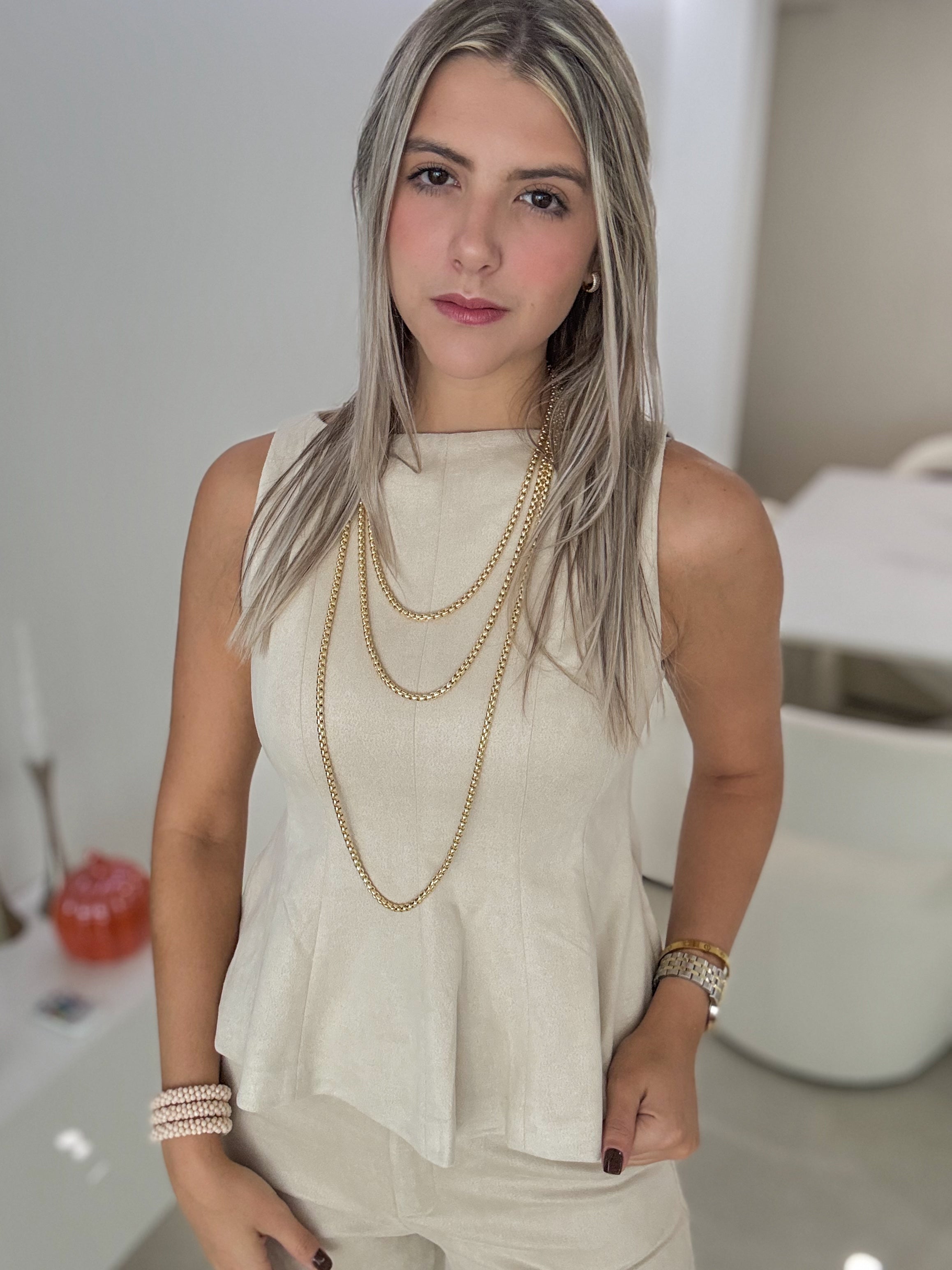CREAM SUEDE BLOUSE
