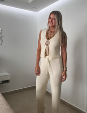 NATURAL KNIT VEST & PANT SET