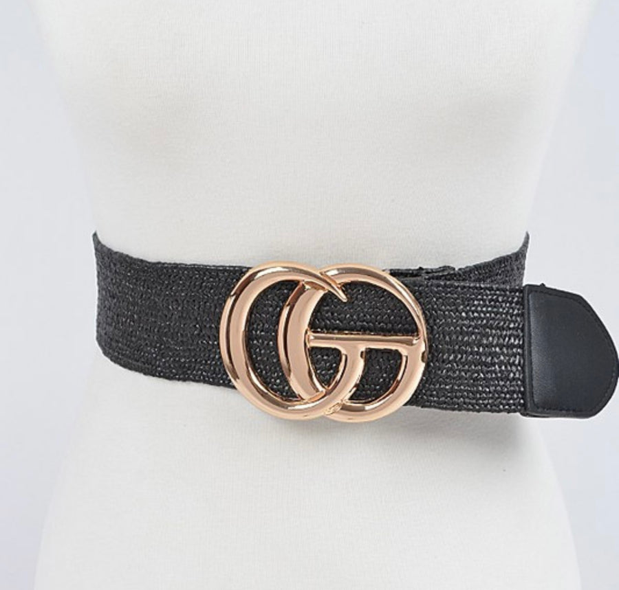 METAL BUCKLE STRAW BELT
