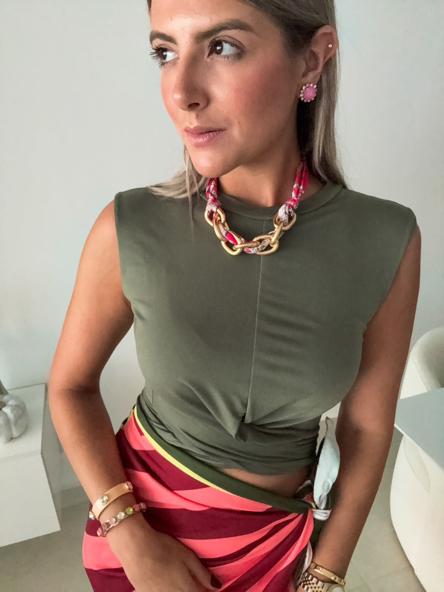OLIVE STRETCHY BLOUSE