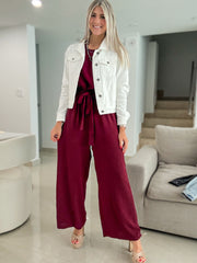 WINE SOLID JUMPSUIT