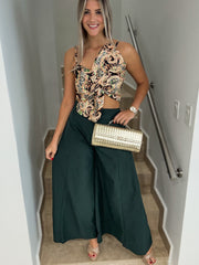 HUNTER GREEN WIDE LEGGED PALAZZO PANTS