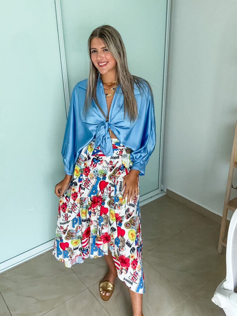 PUERTO RICO PRINT WRAP AROUND SKIRT