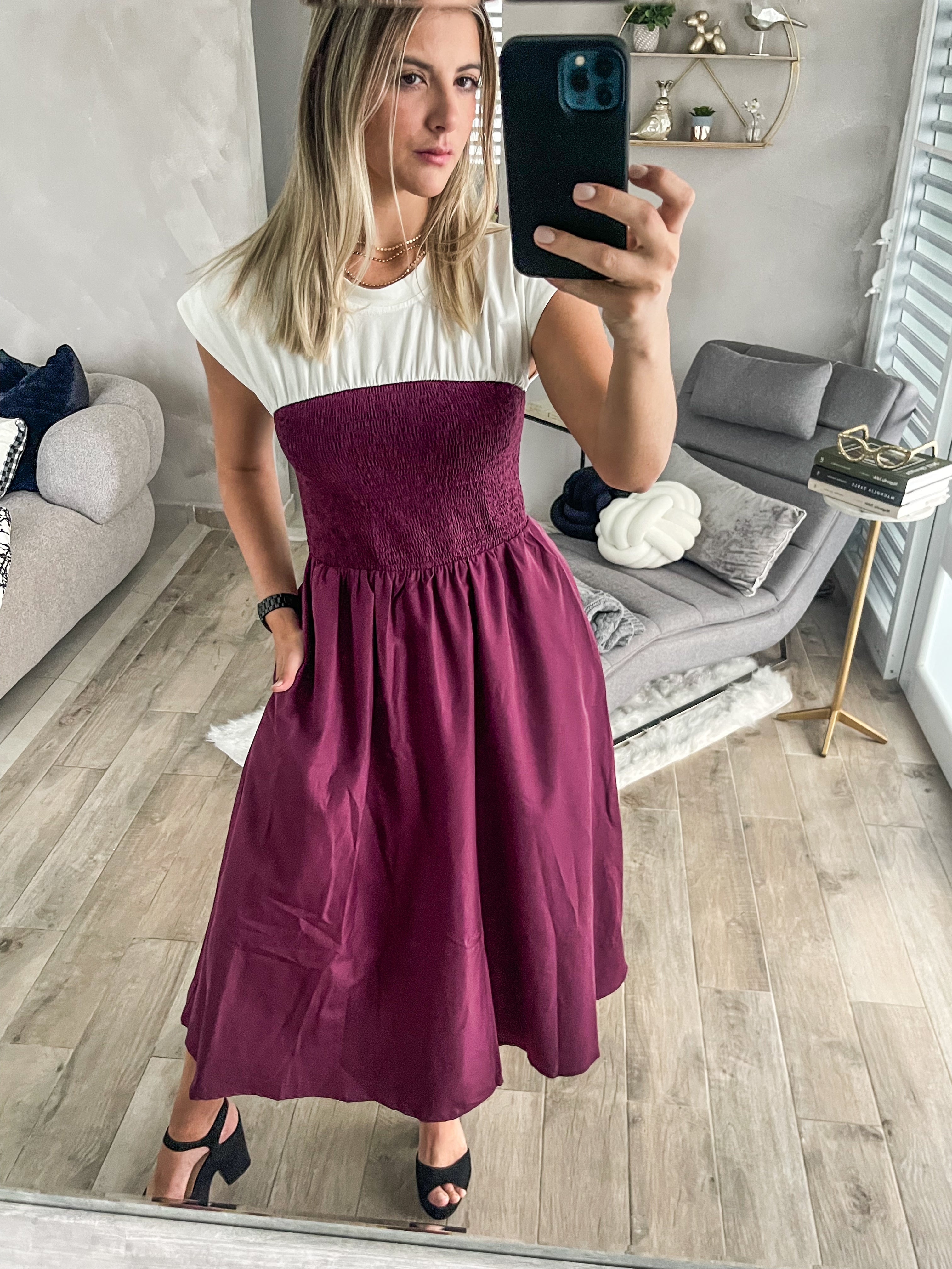 PLUM CONTRAST DRESS