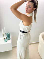 GRAY HALTER JUMPSUIT