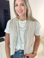 CREAM STUDDED VEST