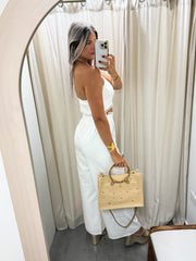 OFF WHITE LACE TRIM TOP & PANTS SET
