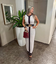 STRIPE DETAIL CROCHET MAXI DRESS