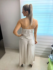 IVORY/GRAY PRINTED TOP & PANT SET