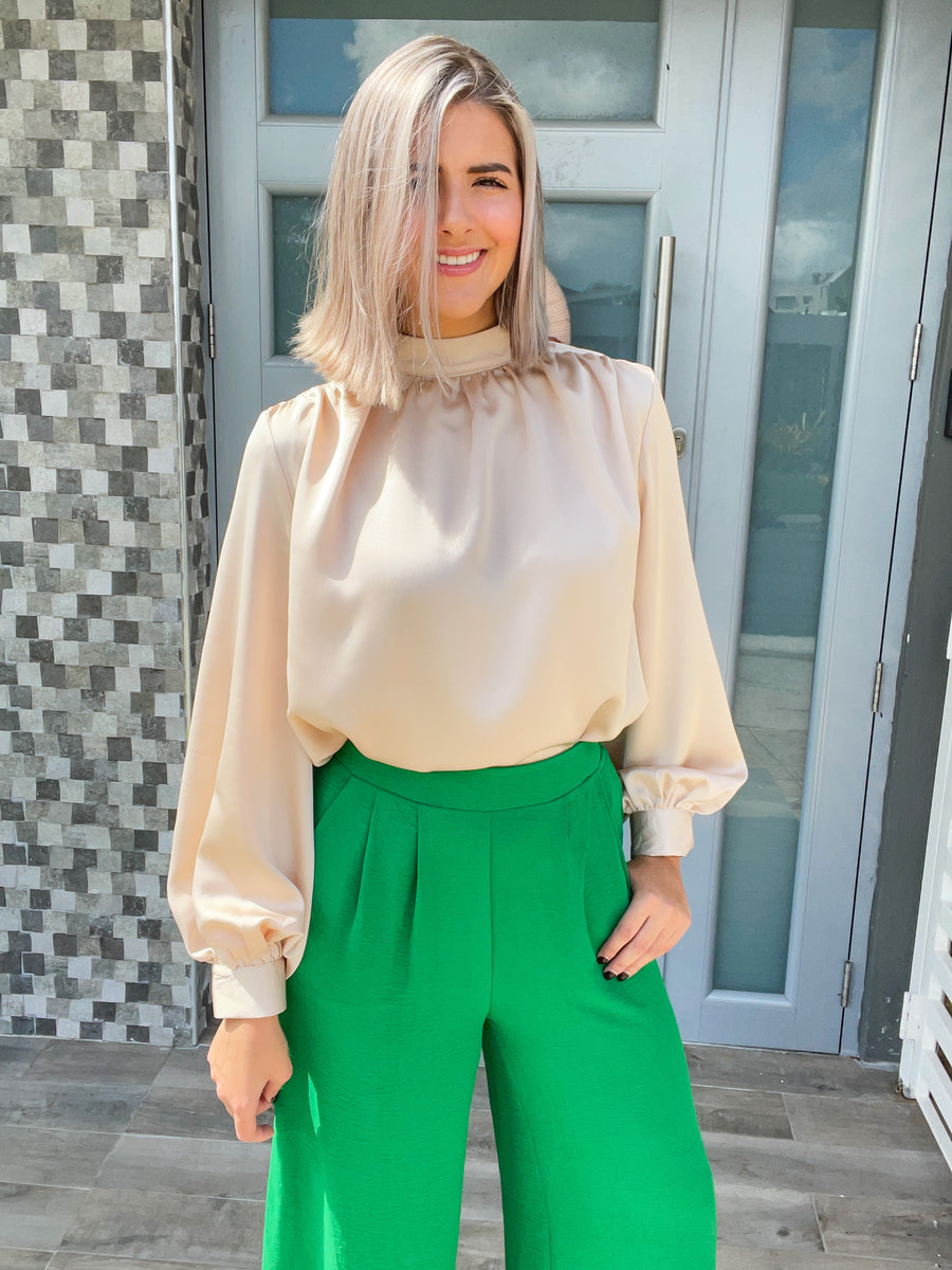 CHAMPAGNE HIGH COLLAR BLOUSE
