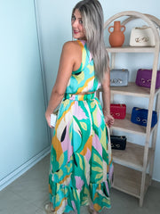 TROPICAL PRINTED SILKY CROP TOP