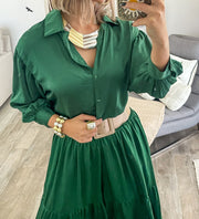 HUNTER GREEN TIE TOP