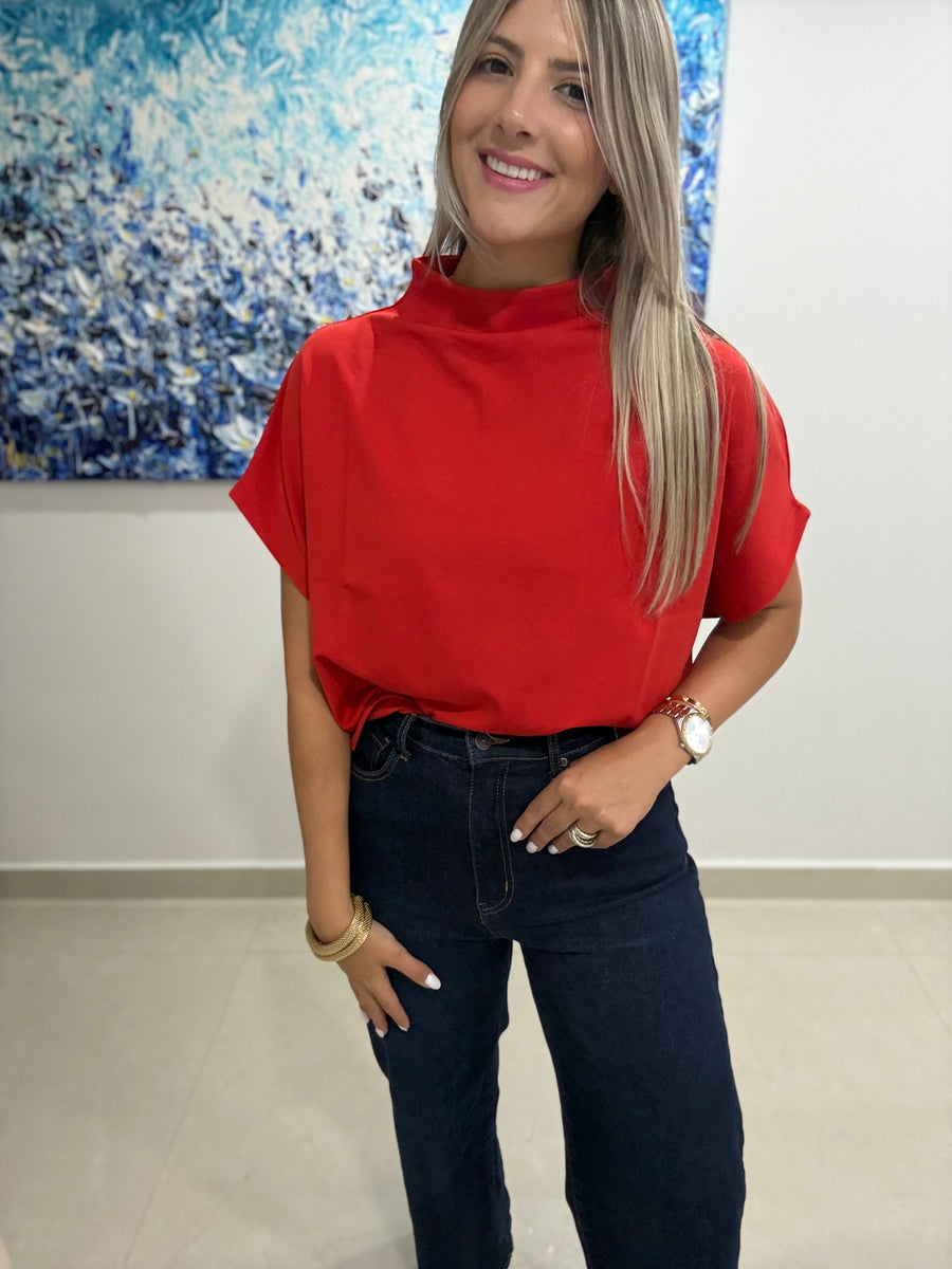 RED TOMATO MOCK NECK BLOUSE