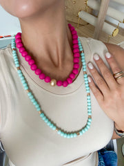 TWO TONE BEADED LAYERED NECKLACE