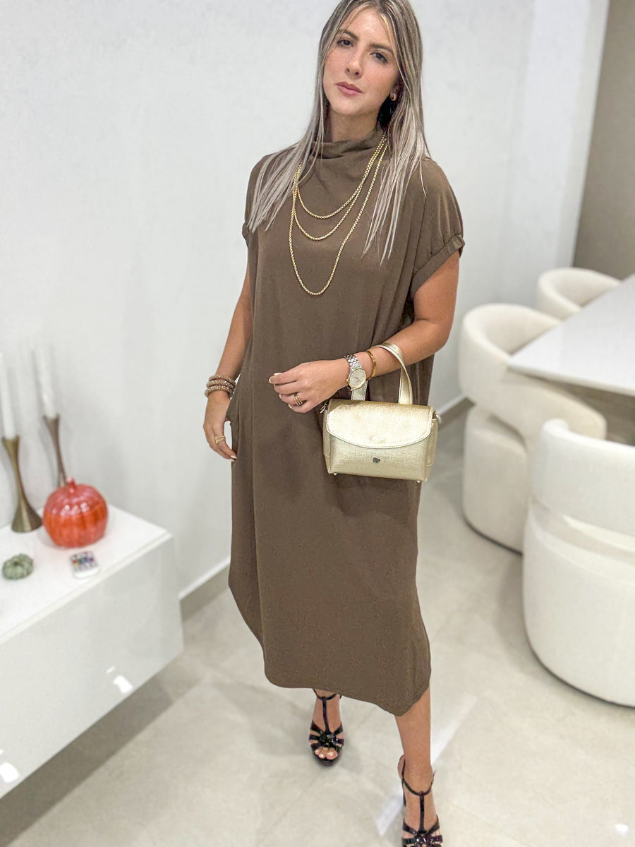 MOCHA OVERSIZED STRETCHY DRESS