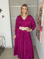 MAGENTA SATIN PALAZZOS