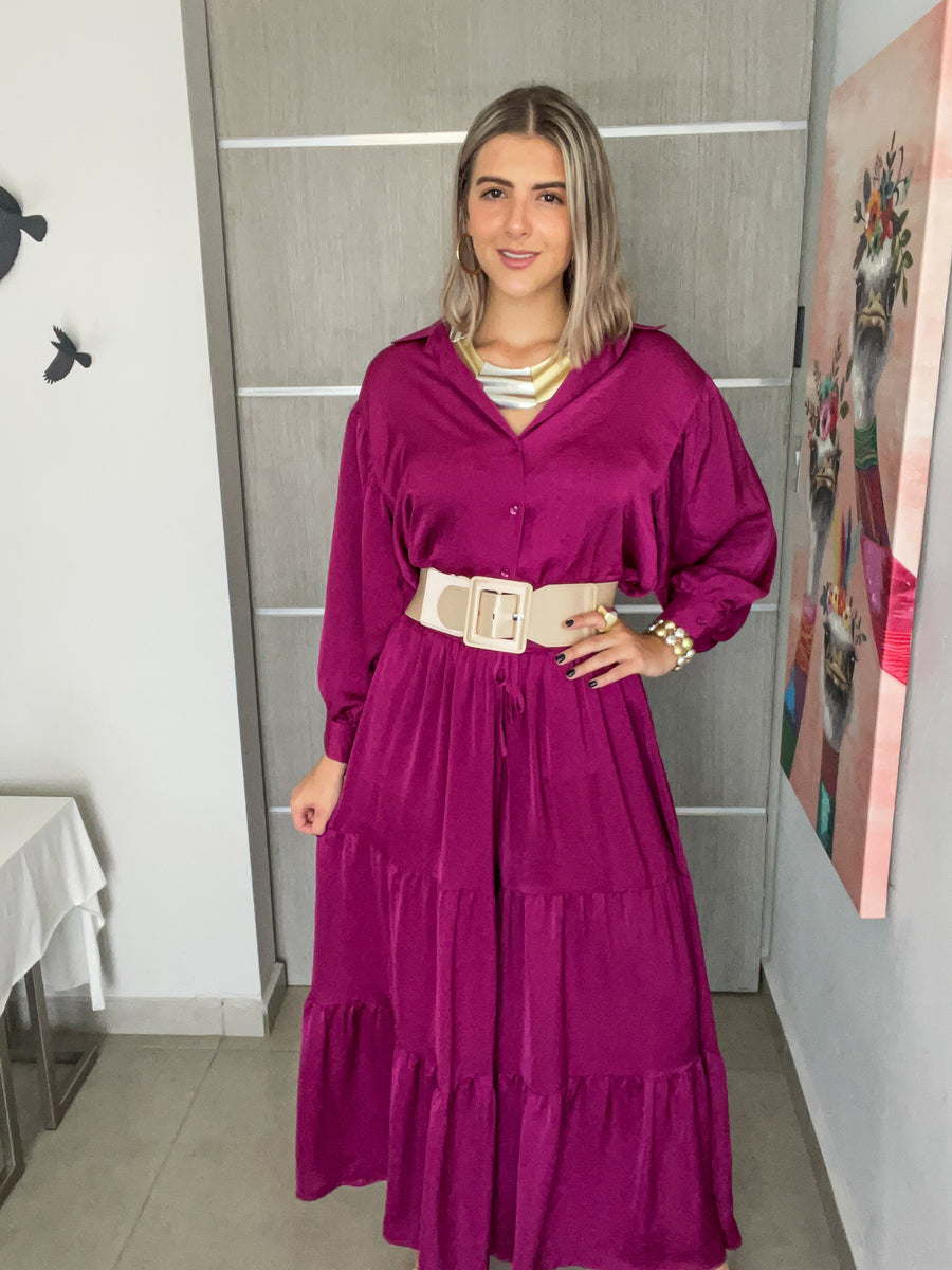 MAGENTA SATIN PALAZZOS