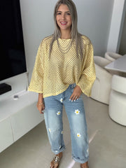*PRE-ORDERS ARE FINAL SALE* METALLIC BUTTER YELLOW KNITTED BLOUSE