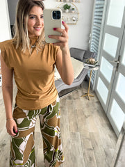 CARAMEL MOCK NECK BLOUSE