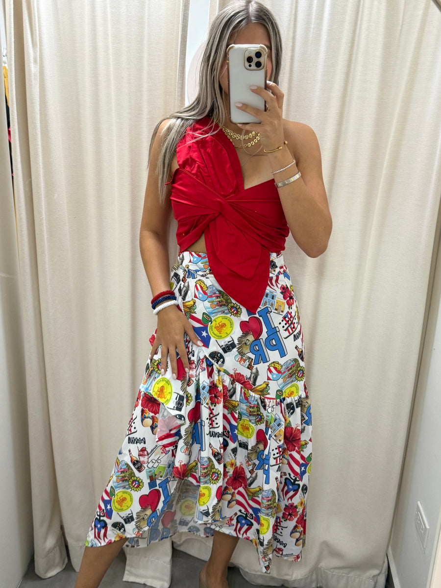 PUERTO RICO PRINT WRAP AROUND SKIRT