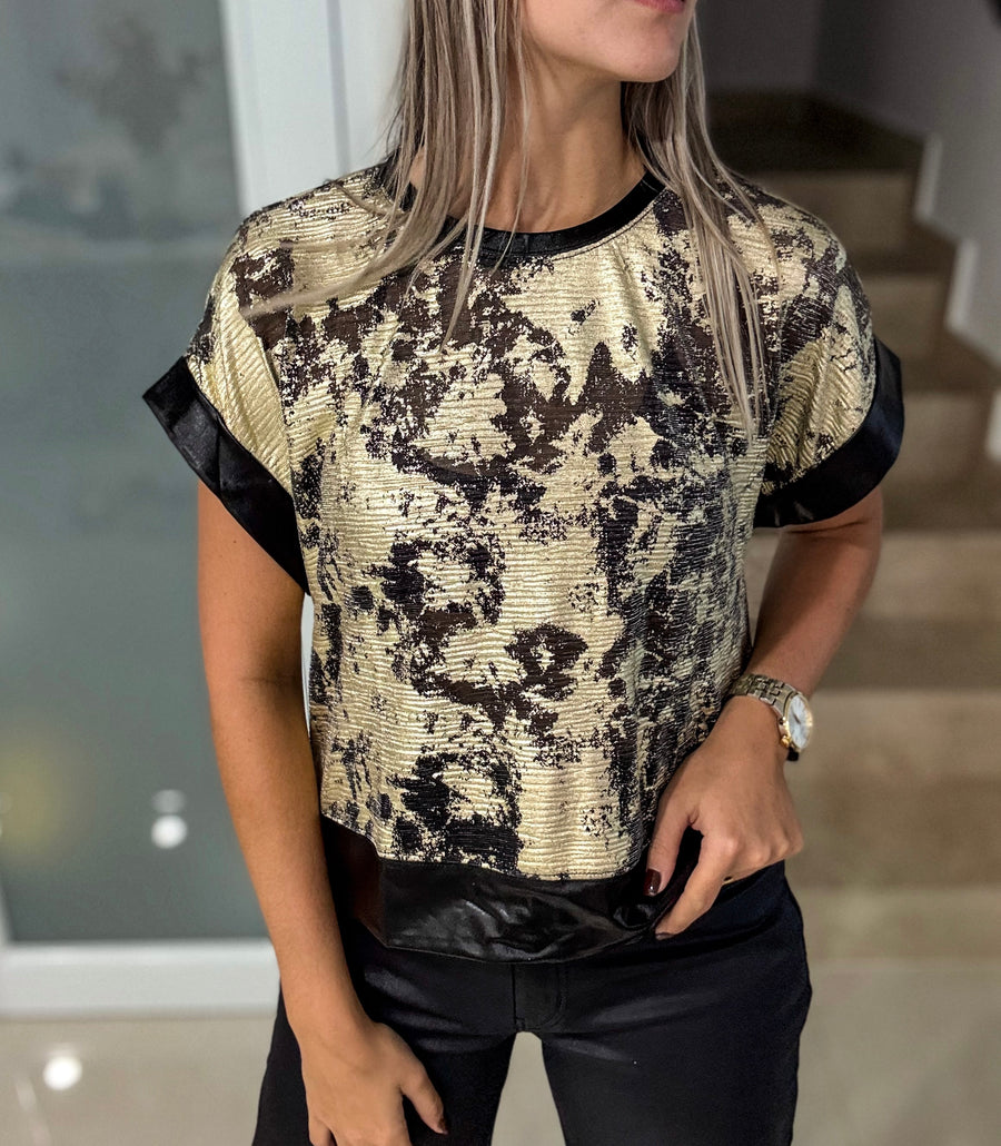 BLACK/GOLD METALLIC BLOUSE