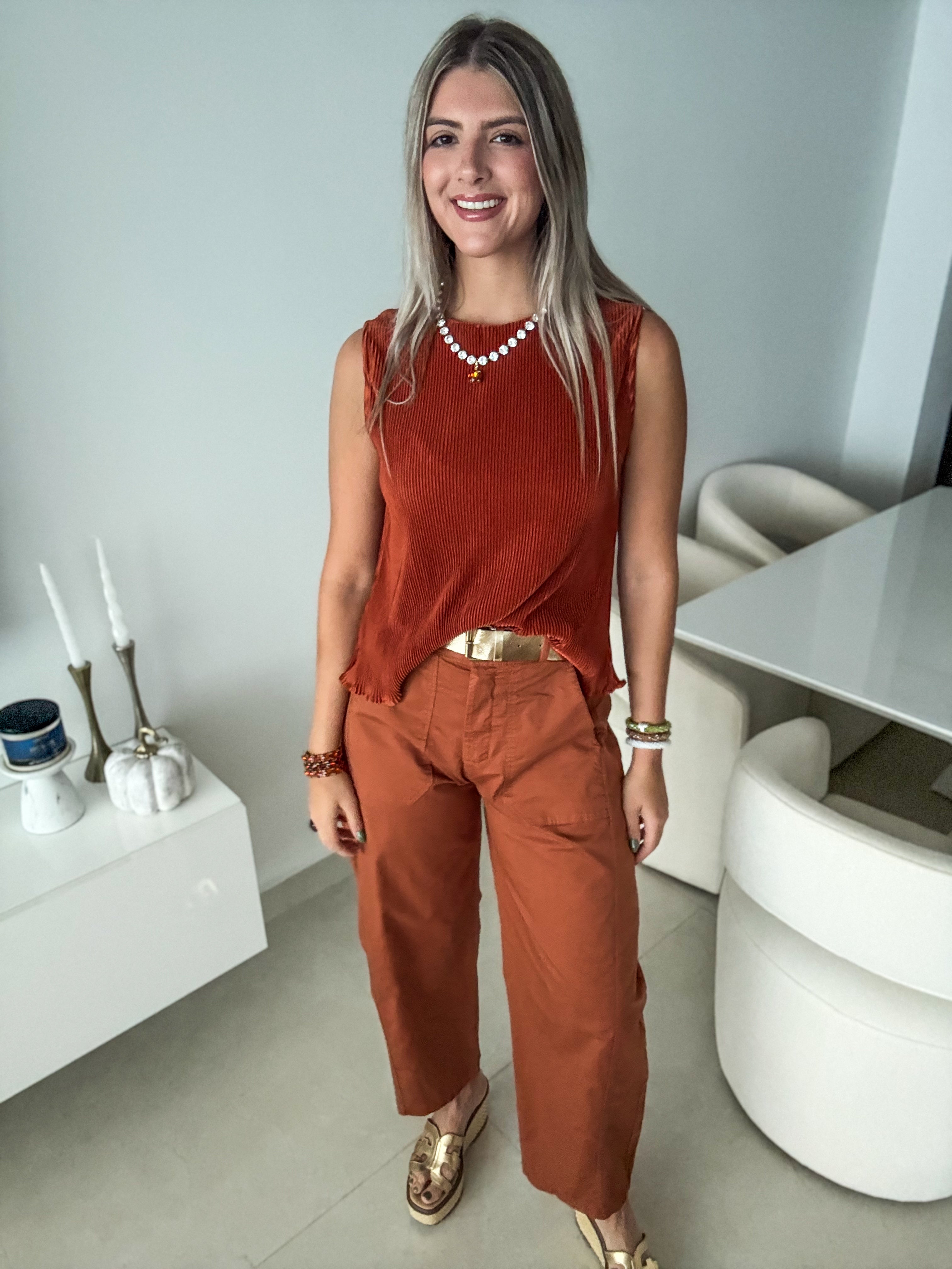 BRICK PLEATED BLOUSE