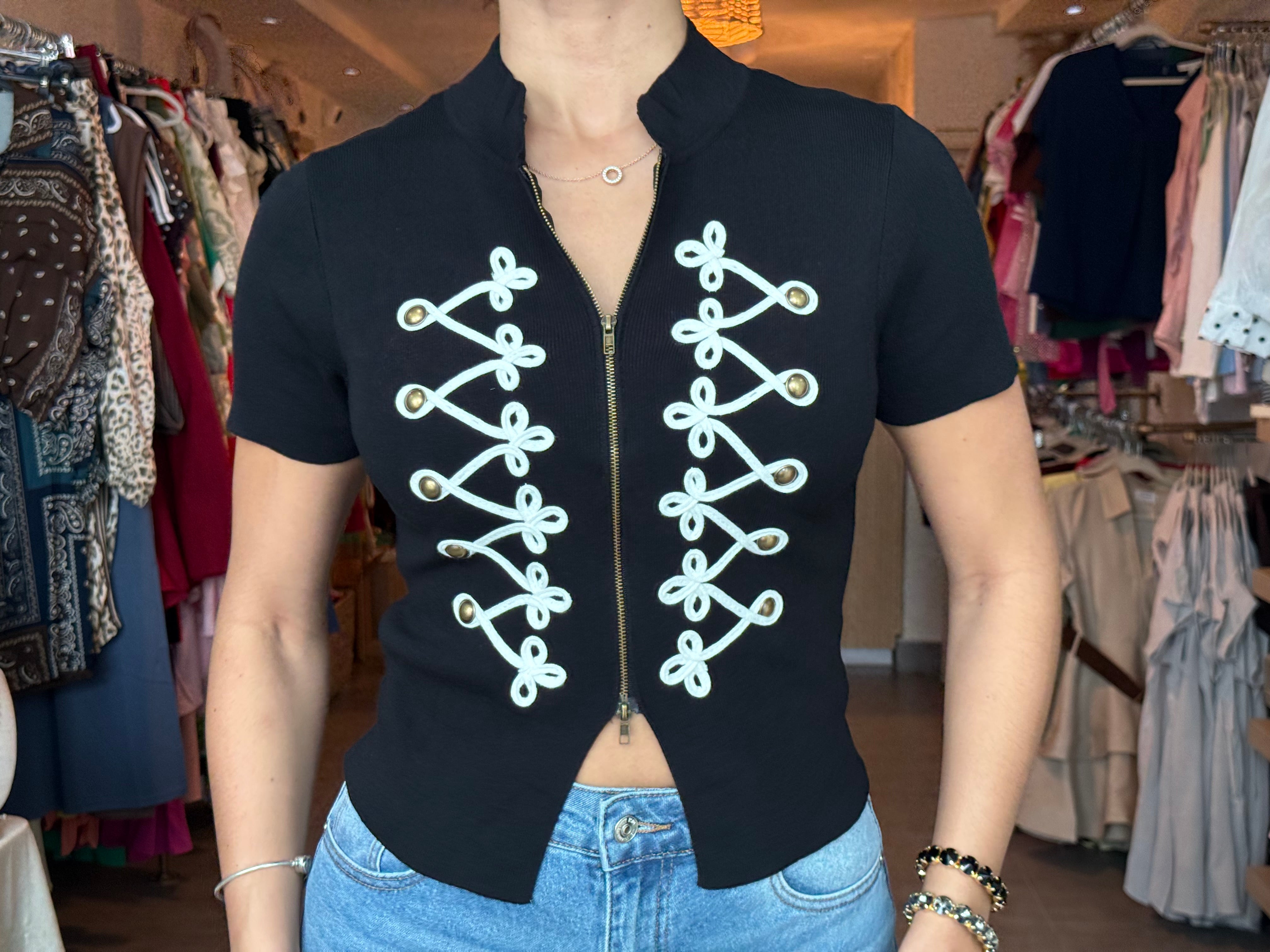 NAPOLEON BLACK KNITTED TOP