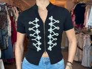 NAPOLEON BLACK KNITTED TOP