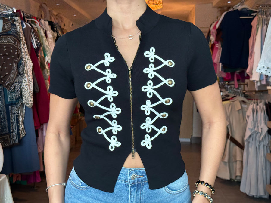 NAPOLEON BLACK KNITTED TOP