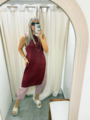 WINE SIDE BUTTON OPEN SWEATER TOP