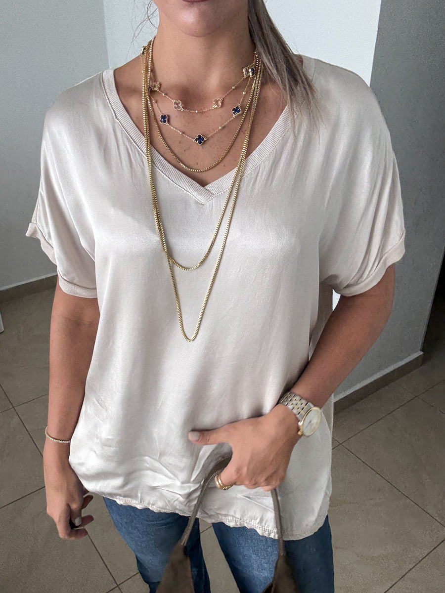 CHAMPAGNE SILKY BLOUSE