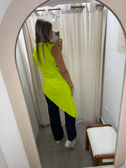 PIA NEON LIME ASYMMETRIC BLOUSE