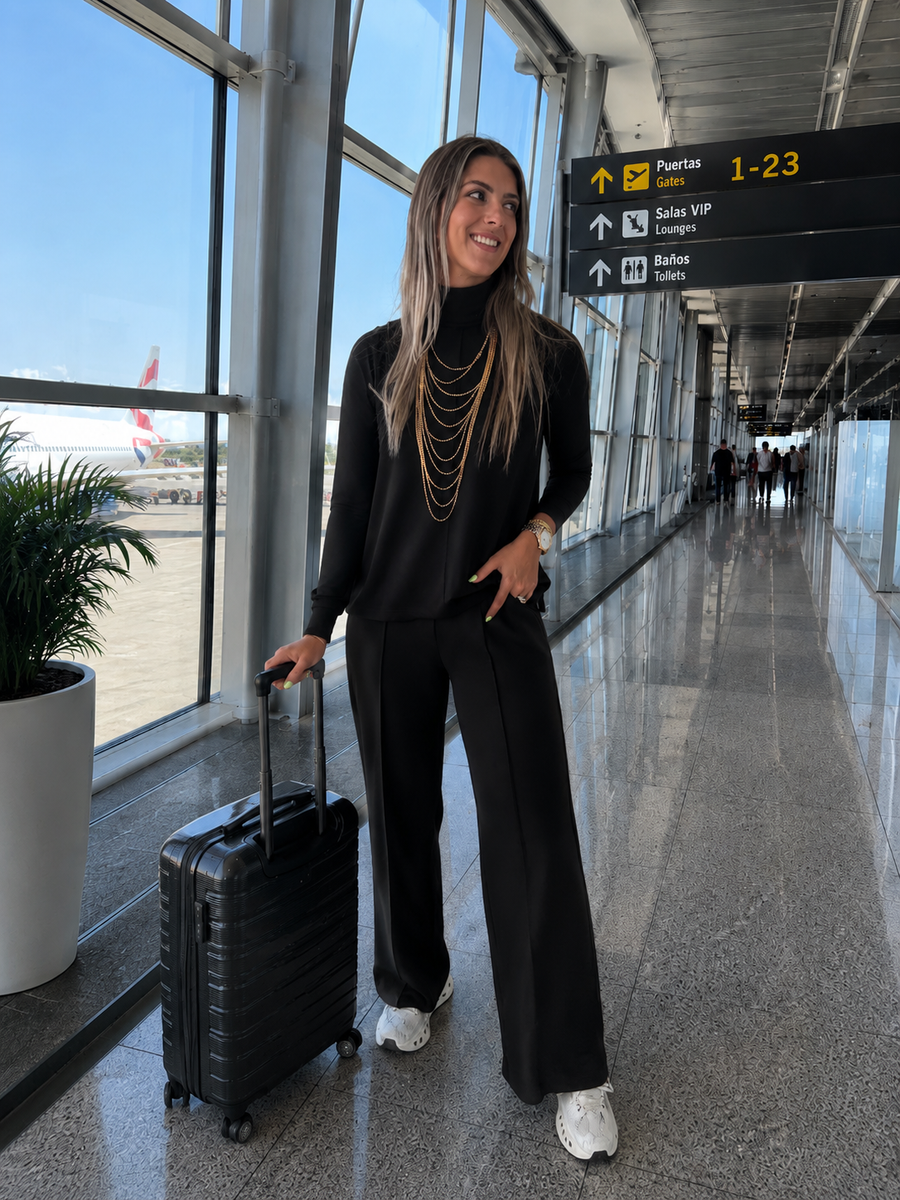 BLACK MODAL TOP & PANT SET