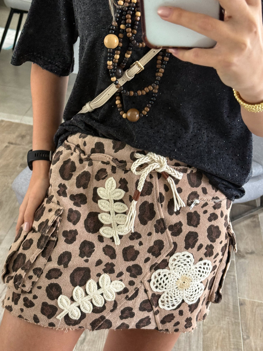 LEOPARD PATCHWORK SKIRT