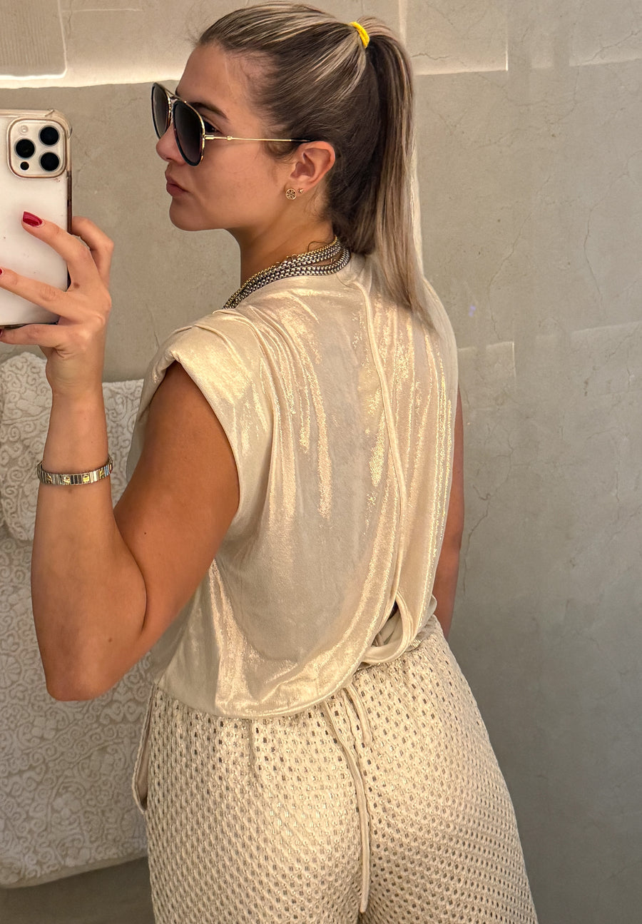 METALLIC GOLD STRETCHY BLOUSE