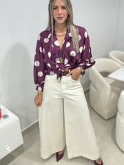 POLKA DOT SATIN KNOT TOPS