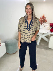 NAVY FRONT POCKET PANTS