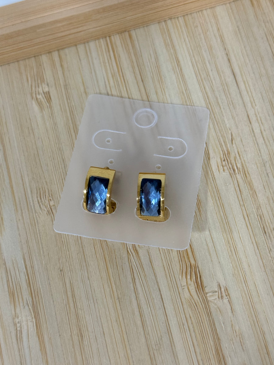 NAVY/GOLD HUGGIE EARRINGS