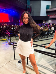 BLACK MESH RHINESTONES BLOUSE
