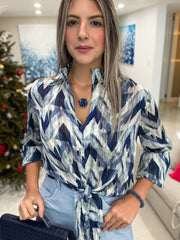 BLUE SHADES LONG SLEEVE BLOUSE